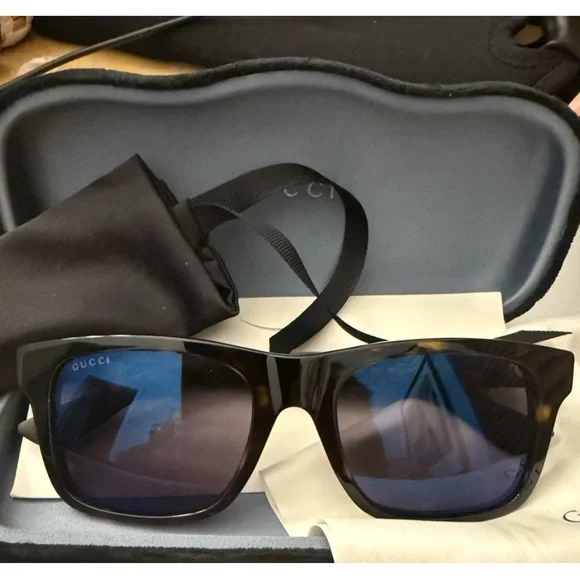 Gucci Sunglasses GG008S 03 53 20 145 BLACK BROWN MEN'S UNISEX NEW - Picture 10 of 12